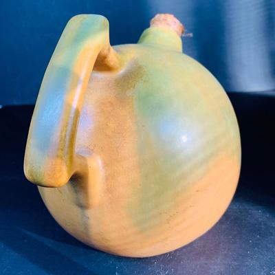 LOT 135: Vintage Small Roseville Crock #346, Art Deco Ceramic Jug with Cork and Stoneware Bean Pot with Lid