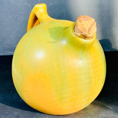 LOT 135: Vintage Small Roseville Crock #346, Art Deco Ceramic Jug with Cork and Stoneware Bean Pot with Lid