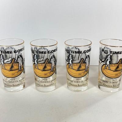 LOT 145: Seven MCM Black and Gold Drinking Glasses - 1972 "As Time Goes By" Annual Service Awards Owen-Illinois and More