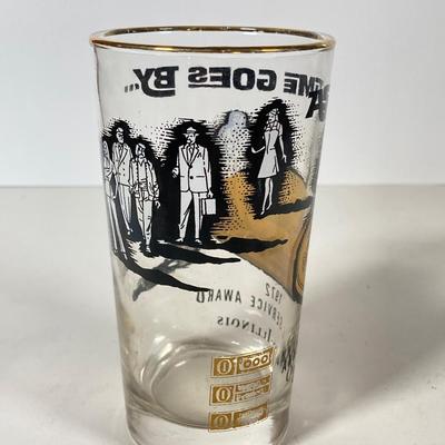 LOT 145: Seven MCM Black and Gold Drinking Glasses - 1972 "As Time Goes By" Annual Service Awards Owen-Illinois and More
