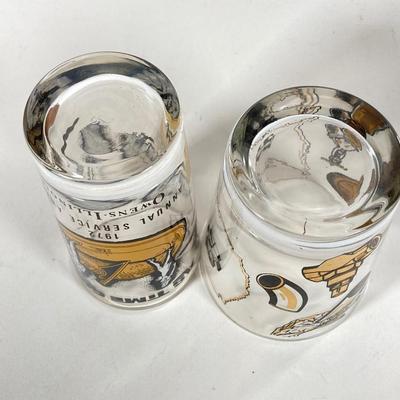 LOT 145: Seven MCM Black and Gold Drinking Glasses - 1972 "As Time Goes By" Annual Service Awards Owen-Illinois and More