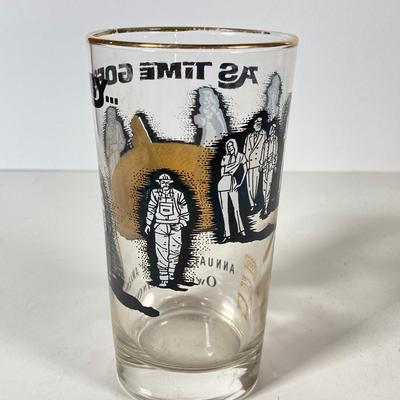 LOT 145: Seven MCM Black and Gold Drinking Glasses - 1972 "As Time Goes By" Annual Service Awards Owen-Illinois and More