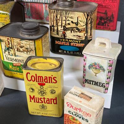 LOT 146: Collection of Vintage Tins, Spices and Kitchen Gadgets