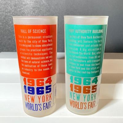 LOT 149: Collection of Seven 1964 - 1965 New York World's Fair Frosted Drinking Glasses / Barware