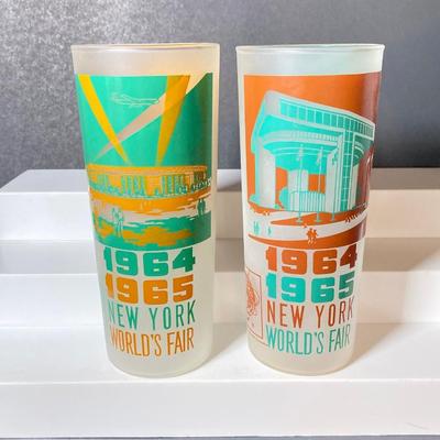 LOT 149: Collection of Seven 1964 - 1965 New York World's Fair Frosted Drinking Glasses / Barware