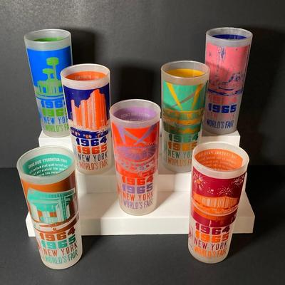 LOT 149: Collection of Seven 1964 - 1965 New York World's Fair Frosted Drinking Glasses / Barware