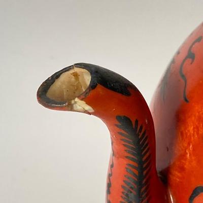 LOT 150: Antique / Vintage Asian Red / Coral and Black Dragon Themed Dinnerware Set