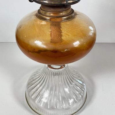 LOT 151: Pair of Vintage Tall Glass Oil Lamps