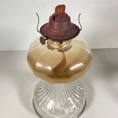 LOT 151: Pair of Vintage Tall Glass Oil Lamps