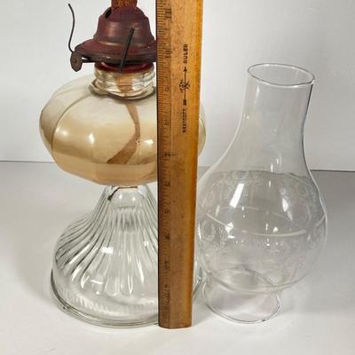 LOT 151: Pair of Vintage Tall Glass Oil Lamps