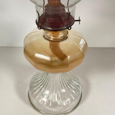 LOT 151: Pair of Vintage Tall Glass Oil Lamps