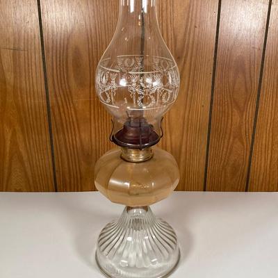 LOT 151: Pair of Vintage Tall Glass Oil Lamps