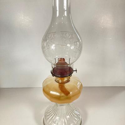 LOT 151: Pair of Vintage Tall Glass Oil Lamps