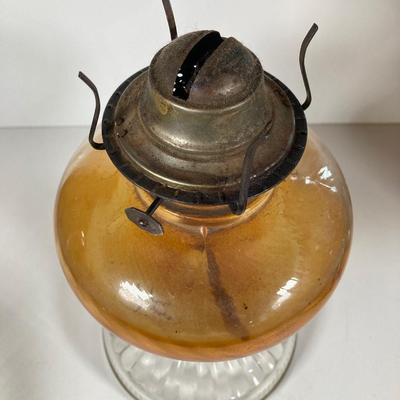 LOT 151: Pair of Vintage Tall Glass Oil Lamps