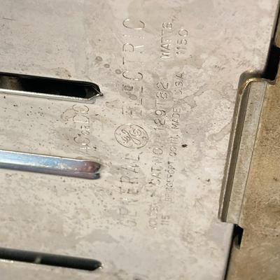 LOT 152: Vintage General Electric Toaster, Manning - Bowman Coffee Percolator, Butter Dish and West Bend Aluminum Cake Serving Tray