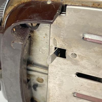 LOT 152: Vintage General Electric Toaster, Manning - Bowman Coffee Percolator, Butter Dish and West Bend Aluminum Cake Serving Tray