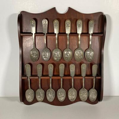 LOT 159: "The Bi-Centennial Spoon Collection" from The Franklin Mint with Wooden Display Rack
