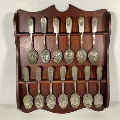LOT 159: "The Bi-Centennial Spoon Collection" from The Franklin Mint with Wooden Display Rack