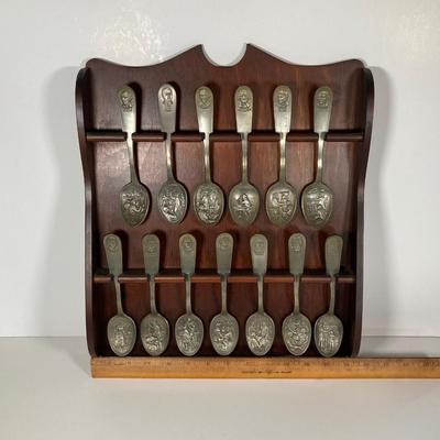 LOT 159: "The Bi-Centennial Spoon Collection" from The Franklin Mint with Wooden Display Rack