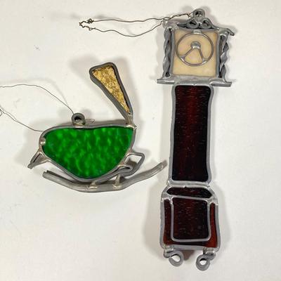 LOT 160: Stained Glass Collection - American Flag, Pumpkin, Heart, Birds, Musical Note and Tower Clock