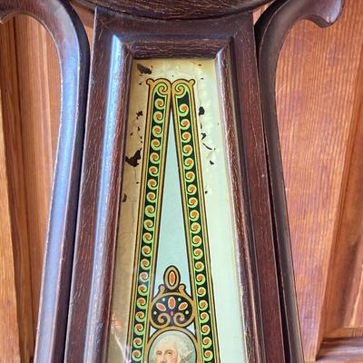 LOT 161: Vintage Alden Eight Day Banjo / George Washington Wall Clock with Key by The Sessions Clock Co