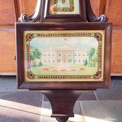 LOT 161: Vintage Alden Eight Day Banjo / George Washington Wall Clock with Key by The Sessions Clock Co