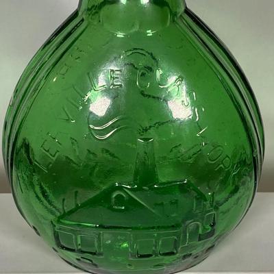 LOT 162: Colorful Glass Bottle Collection - Fislerville Glass Works Green Jenny Lind, Amethyst Colored, Violin Shaped, Wheaton Ink and More