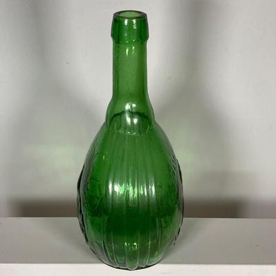 LOT 162: Colorful Glass Bottle Collection - Fislerville Glass Works Green Jenny Lind, Amethyst Colored, Violin Shaped, Wheaton Ink and More