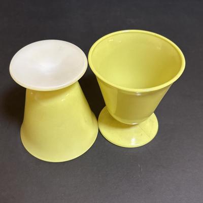 LOT 93: Vintage Hazel Atlas Collections of Glassware: Set of 4 Red Candy Stripe & White Tumblers, Moderntone Platonite...