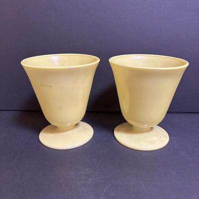 LOT 93: Vintage Hazel Atlas Collections of Glassware: Set of 4 Red Candy Stripe & White Tumblers, Moderntone Platonite...