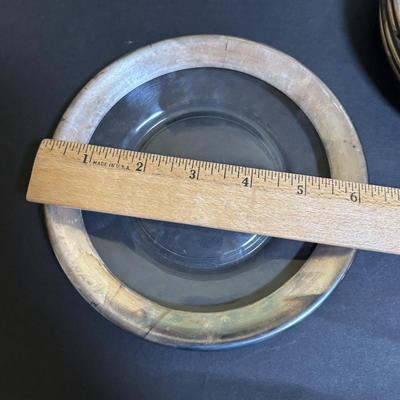 LOT 194: MCM Silver Rim Roly-Poly Glasses w Matching Silver Rim Hors d'oeuvre/Dessert Plates