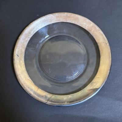 LOT 194: MCM Silver Rim Roly-Poly Glasses w Matching Silver Rim Hors d'oeuvre/Dessert Plates