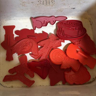 LOT 200: Vintage Metal Bread Box FILLED with Cookie Cutters