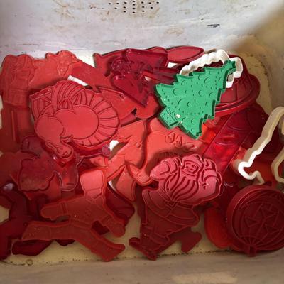 LOT 200: Vintage Metal Bread Box FILLED with Cookie Cutters