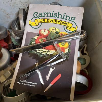 LOT 200: Vintage Metal Bread Box FILLED with Cookie Cutters