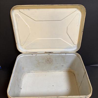 LOT 200: Vintage Metal Bread Box FILLED with Cookie Cutters