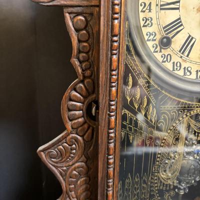 LOT 201: Antique Gingerbread Mantel Calendar Clock - Untested