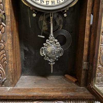 LOT 201: Antique Gingerbread Mantel Calendar Clock - Untested