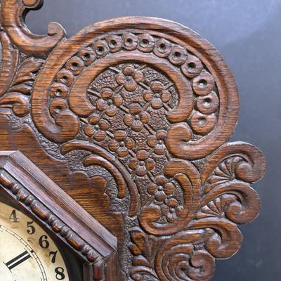 LOT 201: Antique Gingerbread Mantel Calendar Clock - Untested
