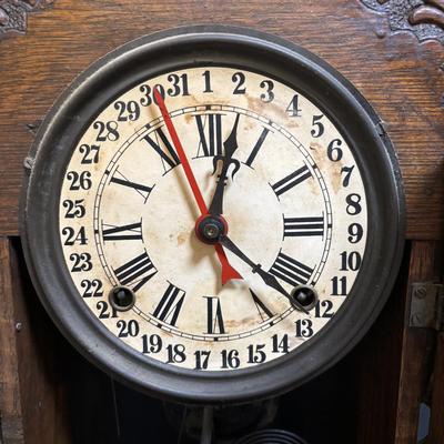 LOT 201: Antique Gingerbread Mantel Calendar Clock - Untested