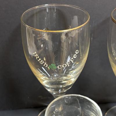 LOT 203: Collection Irish Coffee Glassware, Limited Edition Baileys Irish Creamer & Sugar Bowl, Novelty Shot Glasses Cobalt Blue...