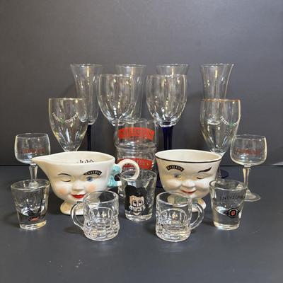 LOT 203: Collection Irish Coffee Glassware, Limited Edition Baileys Irish Creamer & Sugar Bowl, Novelty Shot Glasses Cobalt Blue...