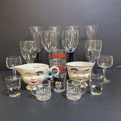 LOT 203: Collection Irish Coffee Glassware, Limited Edition Baileys Irish Creamer & Sugar Bowl, Novelty Shot Glasses Cobalt Blue...