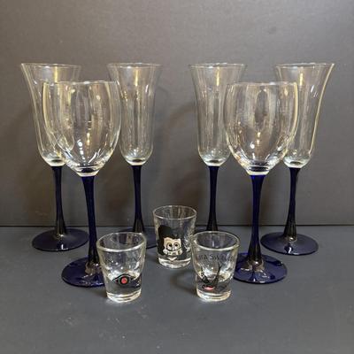 LOT 203: Collection Irish Coffee Glassware, Limited Edition Baileys Irish Creamer & Sugar Bowl, Novelty Shot Glasses Cobalt Blue...