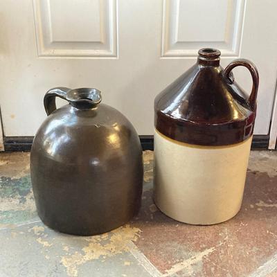 LOT 217: Pair of Stoneware Jugs - ELMIRA, N.Y. and No 2 Sherwood Bros
