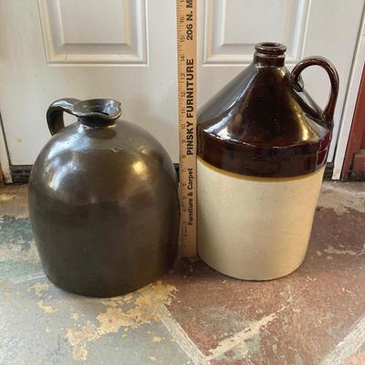 LOT 217: Pair of Stoneware Jugs - ELMIRA, N.Y. and No 2 Sherwood Bros
