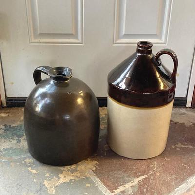 LOT 217: Pair of Stoneware Jugs - ELMIRA, N.Y. and No 2 Sherwood Bros