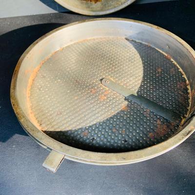 LOT 219: Vintage Kitchen Baking Pans, Sheet, Muffin Tins, Pie Pans, Sifters, Strainers and More