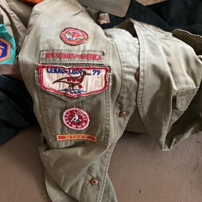 LOT 802: Boy Scout of America Collection: Uniforms, Canteens & Wooden Footlocker