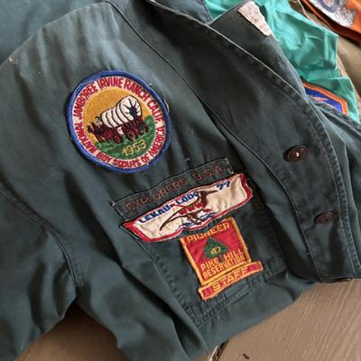 LOT 802: Boy Scout of America Collection: Uniforms, Canteens & Wooden Footlocker